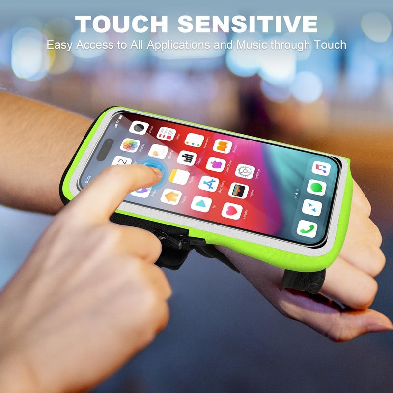 NITMTYOU Phone Holder for Running, Wrist Armband for Phone for Pro Max Plus SE (16/15/14/13/12/11/X/XR) Galaxy S24/S23/S22/S21, Waterproof Running Accessories with Adjustable Strap & Card Slot（Green - Image 5